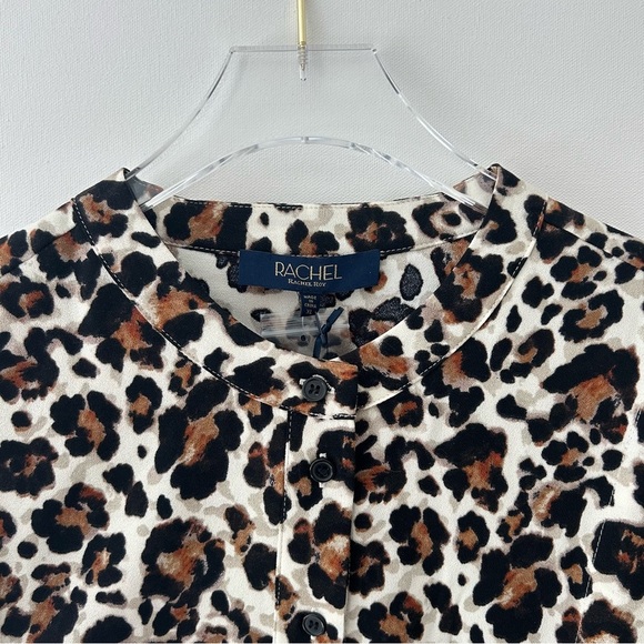 Rachel Roy Leopard Blouse Jacket Shirt Top Cropped NWT Brown Size Extra Large XL - Picture 2 of 10